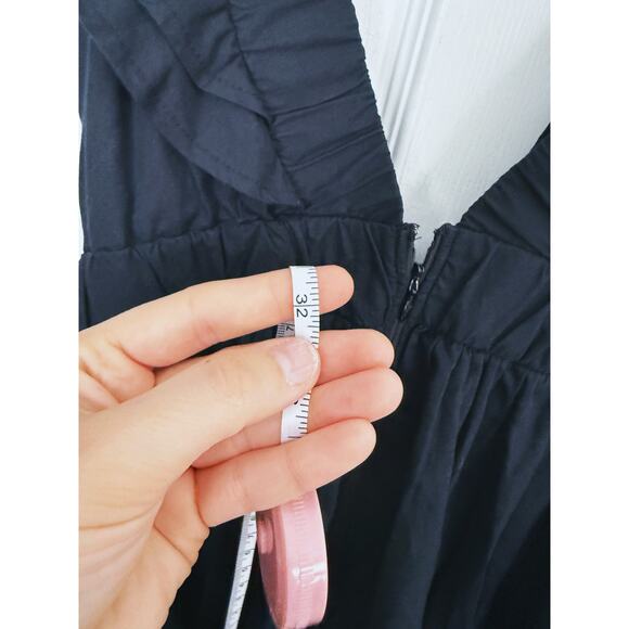 Abercrombie & Fitch Ruffle Flutter Sleeve Tiered Mini Dress Black Small - Picture 12 of 13